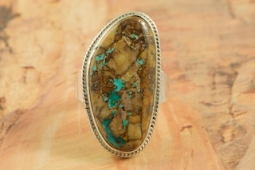 Genuine Boulder Turquoise Sterling Silver  Ring